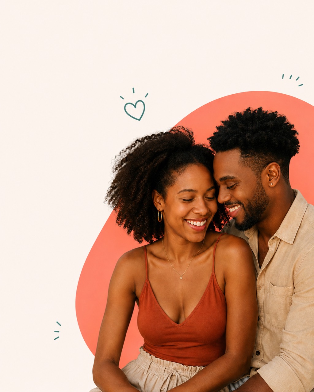 Smiling couple sitting close together